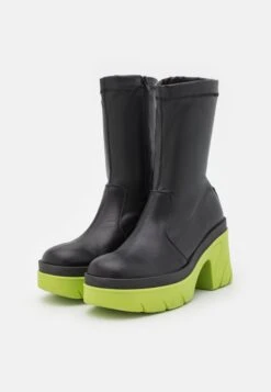 Steve Madden Georginia - Enkellaarsjes Met Plateauzool - Black/Lime -Steve Madden 39b9a74baf8d4facac5e2f8b3292afe3